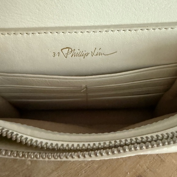 3.1 Phillip Lim Cream Leather Crossbody Bag w/ Silver Chain - Picture 6 of 7